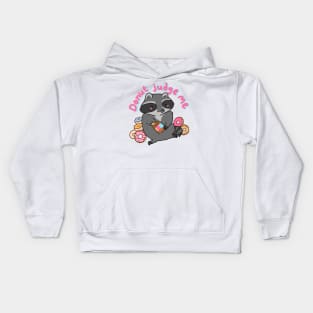 Donut judge me raccoon Kids Hoodie